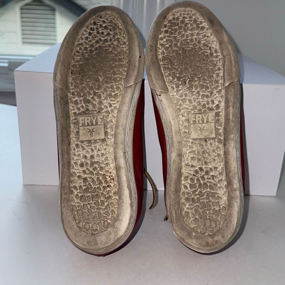 Frye Bud Red Leather Lace Up Sneakers Size 8.5 - Picture 7 of 8